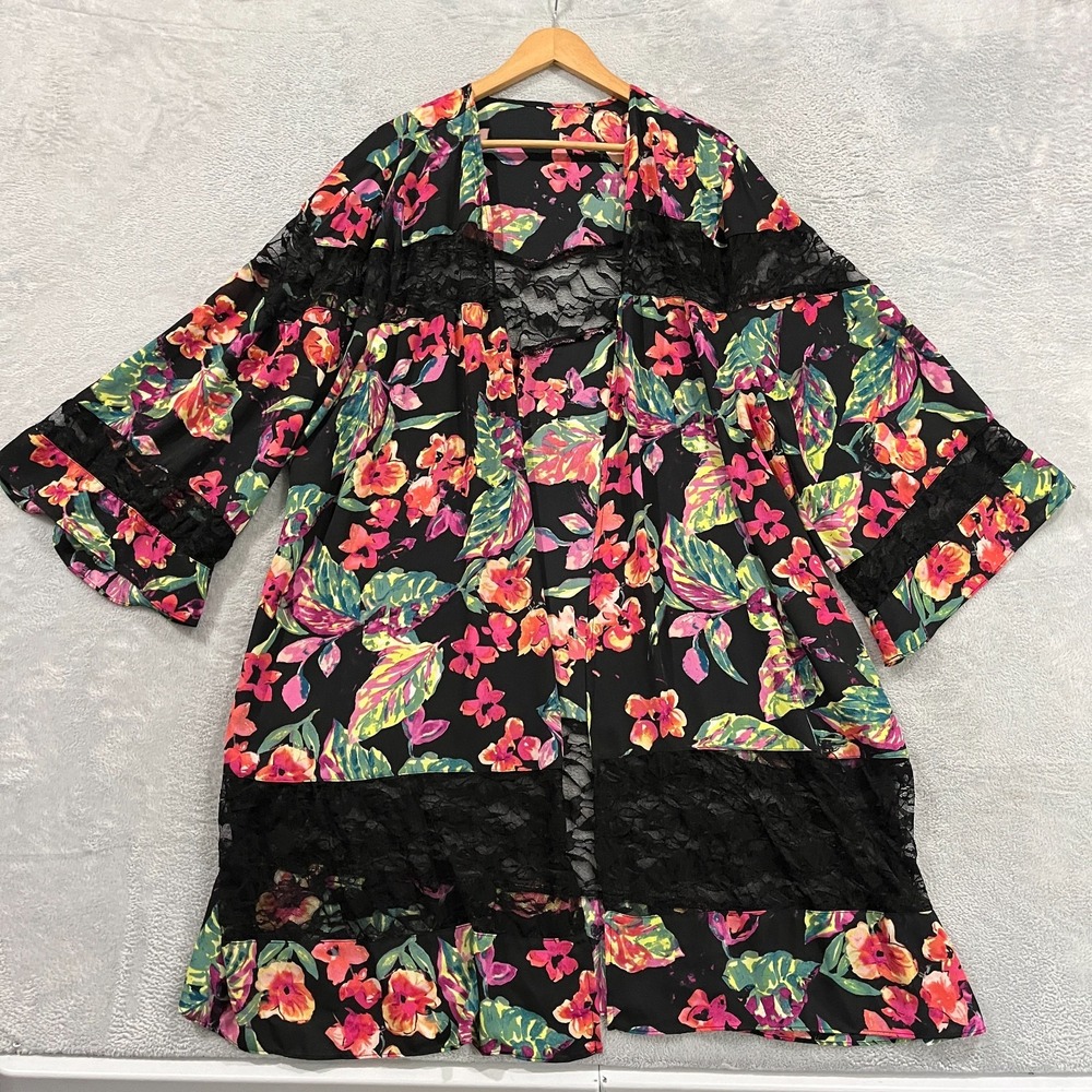 Lace Floral‎ Open Front Kimono Cardigan Duster Lightweight Boho Beach Artsy